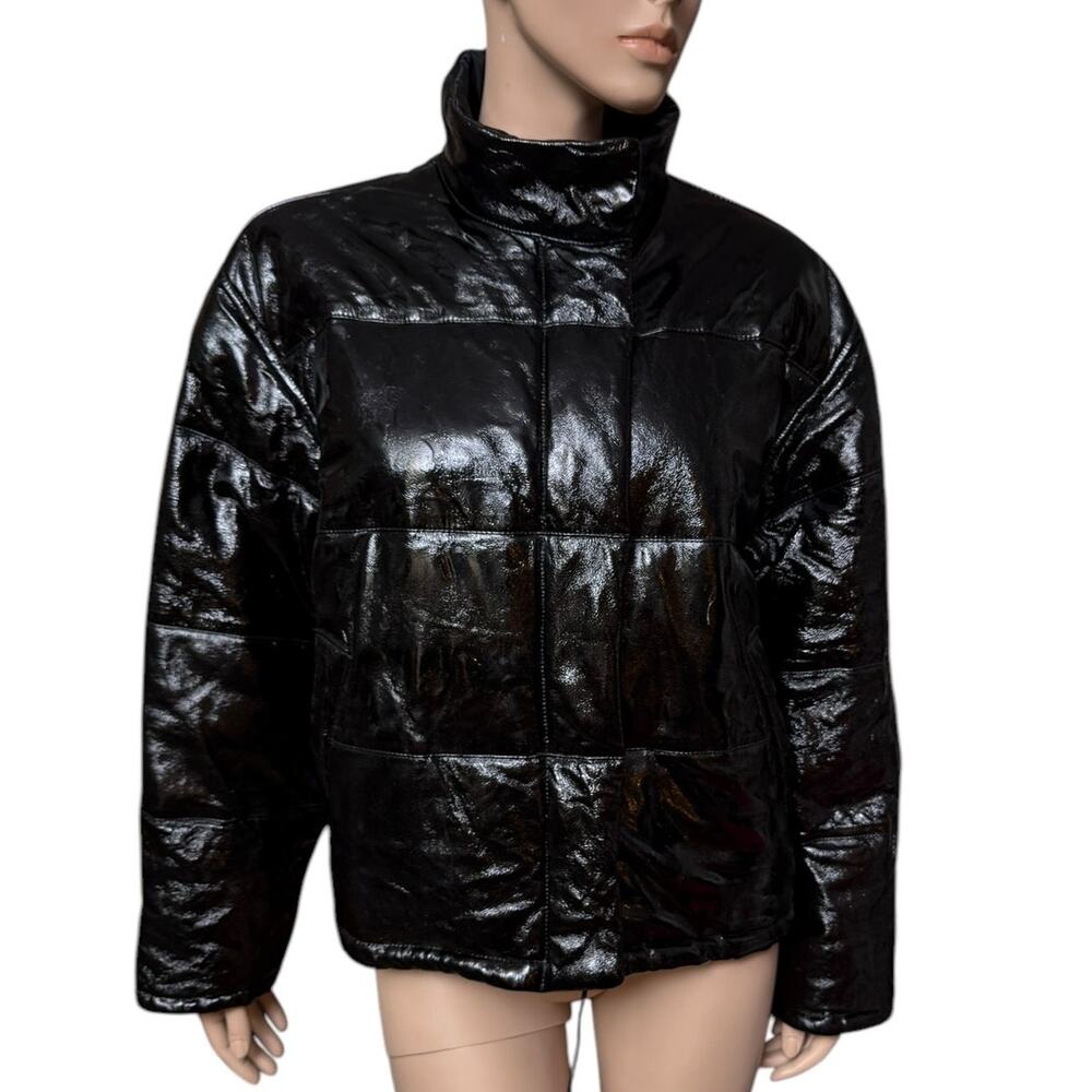 Lamatta Vintage Puffer 100% Pelle Leather Jacket Reversible Size Large